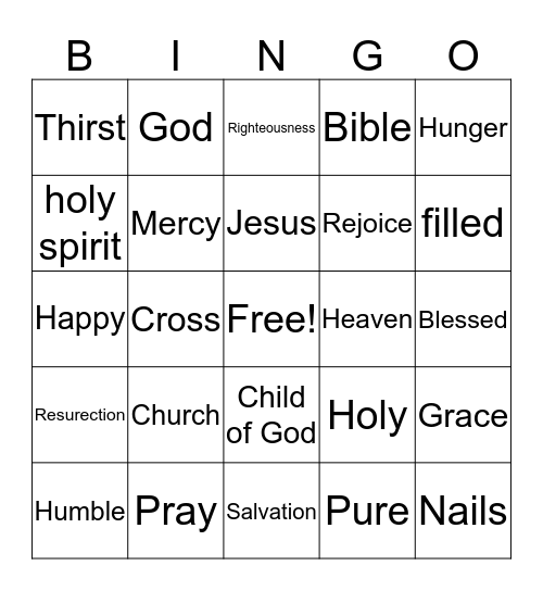 Hunger & Thirst Games Bingo Card
