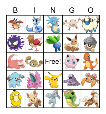 Pokemon Bingo Card