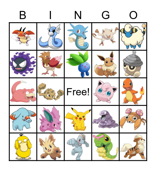 Pokemon Bingo Card