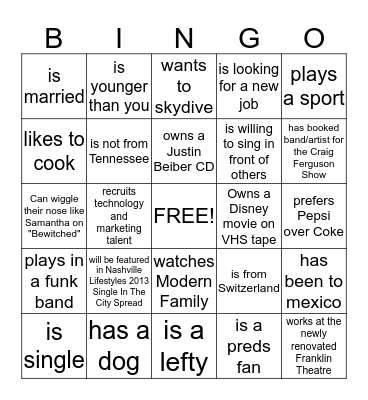 Party BINGO Card