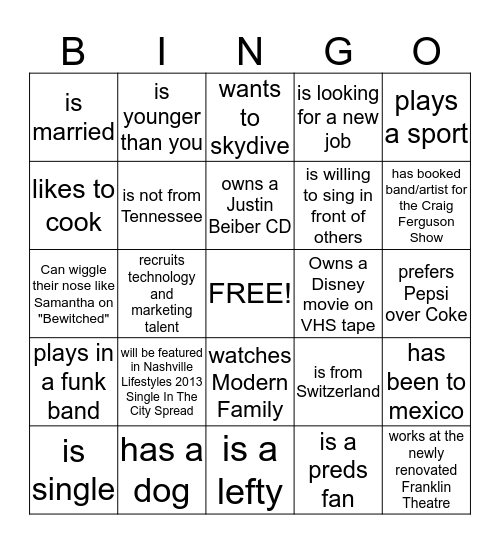 Party BINGO Card