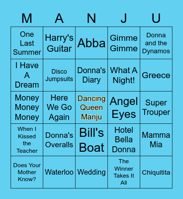 Manju's Mamma Mia Bingo Madness Bingo Card