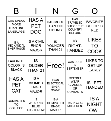 URBAN STEM'S "GET TO KNOW YOU" Bingo Card