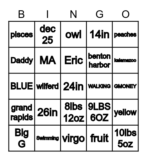 Getting to know Grayson ! Bingo Card