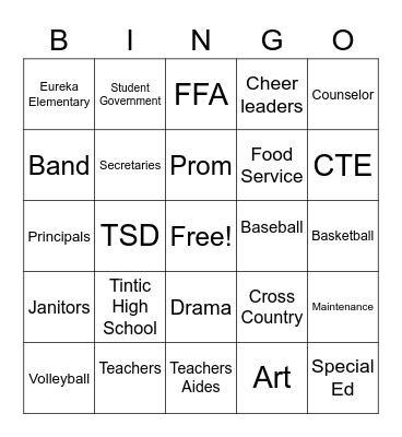 Tintic School District Bingo Card
