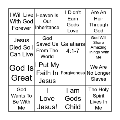 God Wants To Be With Me Bingo Card