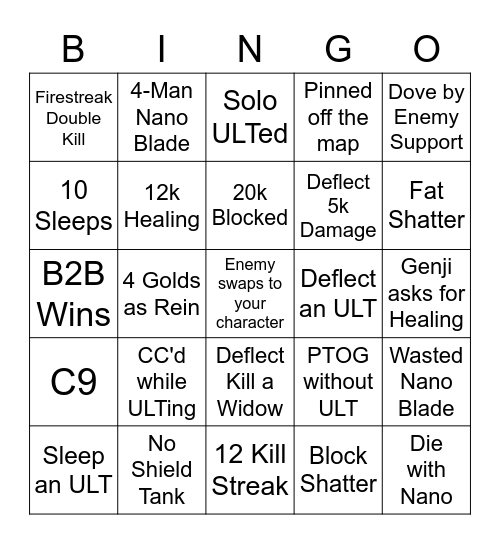 Josh's Bingo Card