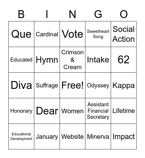 D E L T A Bingo Card