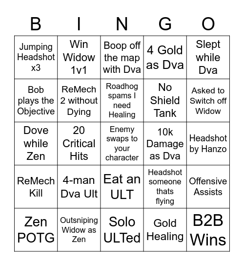 Andrew's Bingo Card