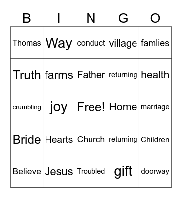 Pastor Mike Bingo Card