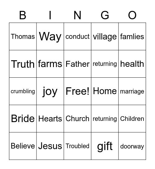 Pastor Mike Bingo Card