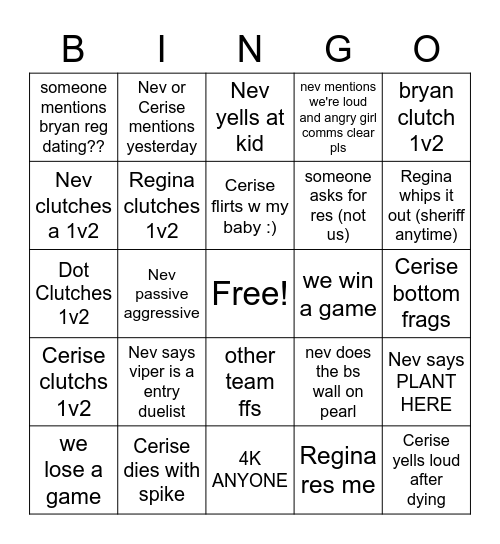 The Fellas Bingo Card