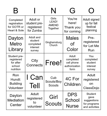 RESOURCE RUN Bingo Card