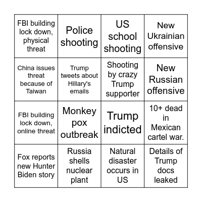 Next Week Bingo Card