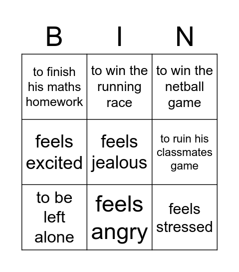 Motivation Bingo Card