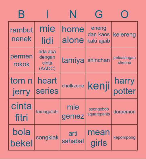 H3Y's board Bingo Card