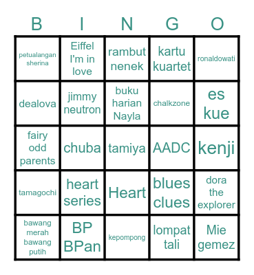 y2k Bingo Card