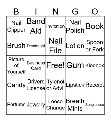 Bridal Shower           Purse Game Bingo Card