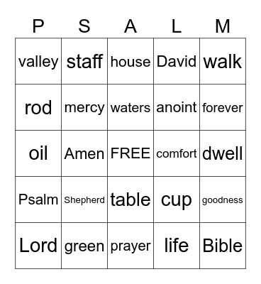 Psalm 23 Bingo Card