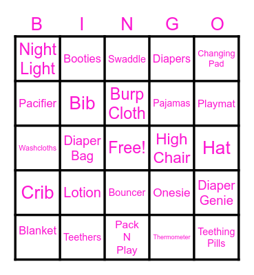Laís & Vinicius Silva Baby Shower Bingo Card