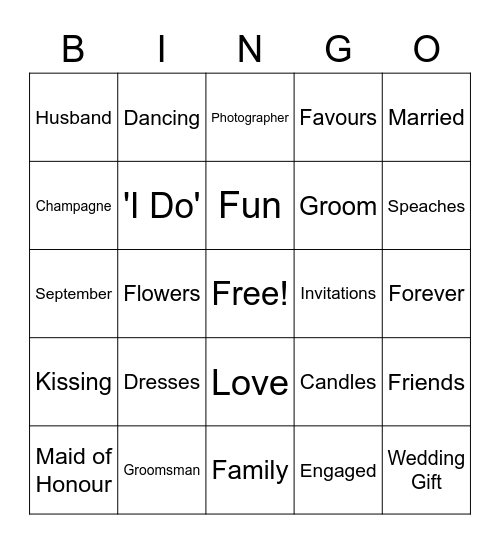 Josh and Ferdie Bingo Card
