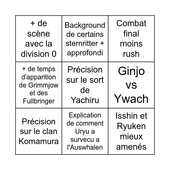 Rajouts de Kubo Bingo Card