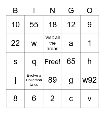 Pokemon Bingo Card