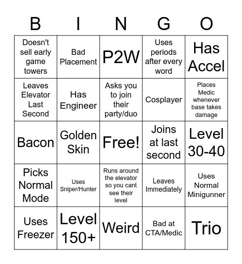 TDS Bingo Card