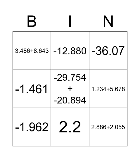decimal-addition-bingo-card