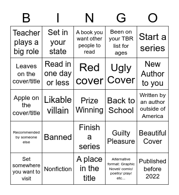 September Book Bingo Card