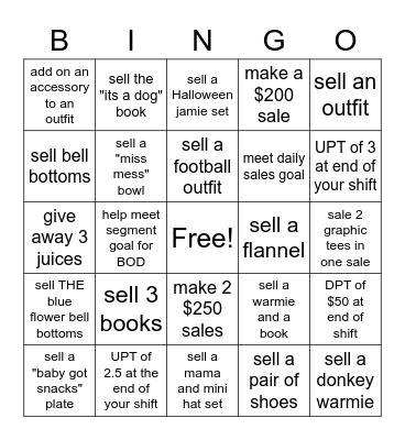 Tullabee Bingo Card