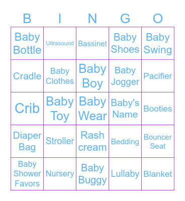 Amber's Baby Shower Bingo Card