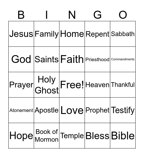 McCafferty Bingo Card