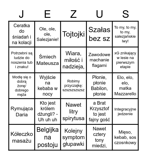 Piesza Pielgrzymka Wrocławska z Grupą 9 Bingo Card