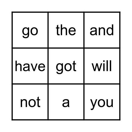 Word-O Bingo Card