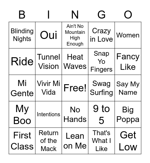 Music BINGO Card