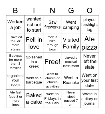 Getting To Know YOU Beginning of School Bingo Card