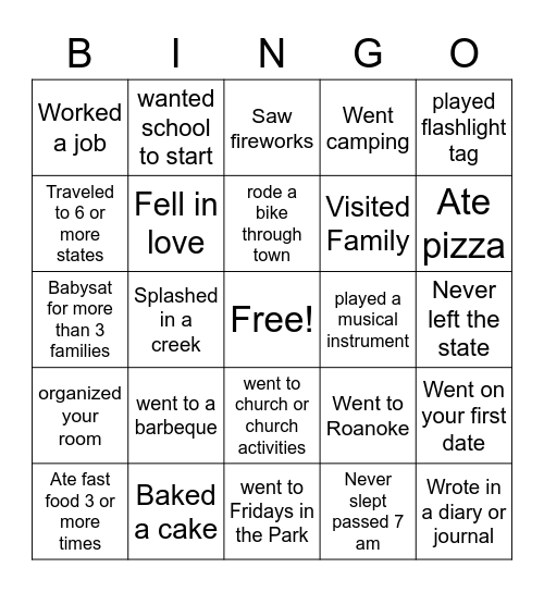 Getting To Know YOU Beginning of School Bingo Card