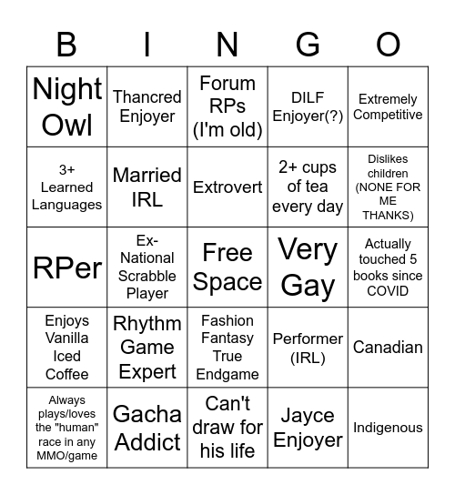 Kuro Bingo Card