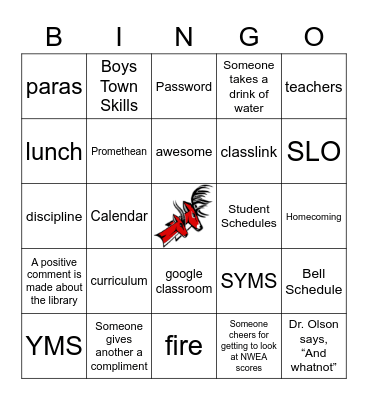 YMS Staff Bingo Card