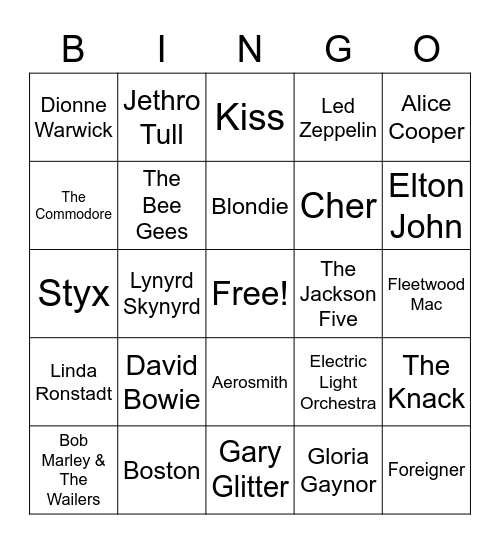 1970s BINGO Card