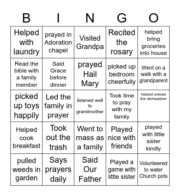 Magdalen family Bingo Card