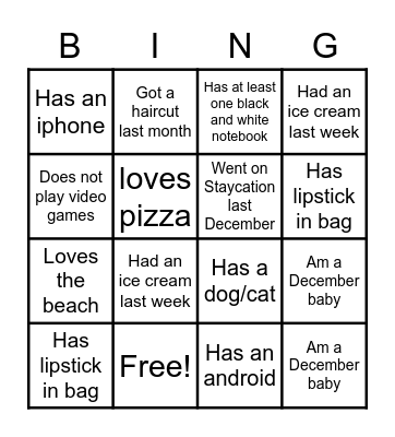 Ice-Ice Breaker! Bingo Card