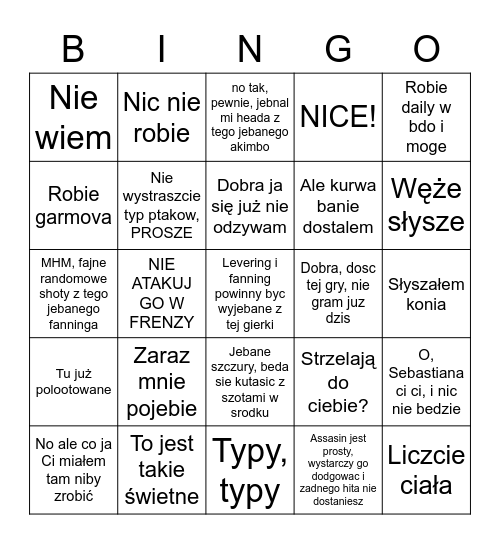 Patrick Common Text Bingo Card