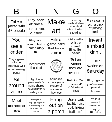 NatureCon 2023 Bingo Card