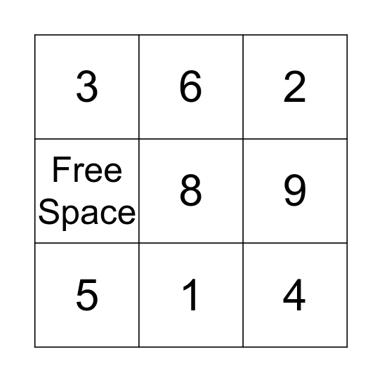 Number Bingo Card