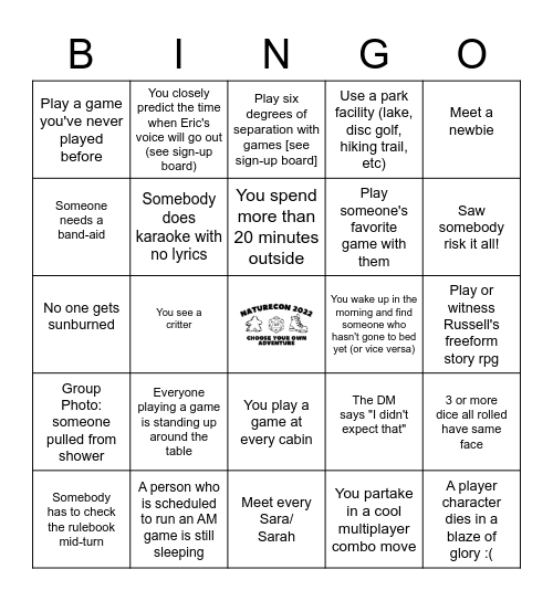 2022 Naturecon Bingo Card