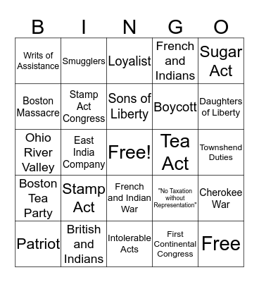 Review Bingo Card