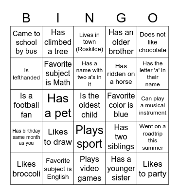 People Bingo Card