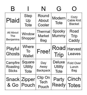 BINGO Thirty-One Style Bingo Card